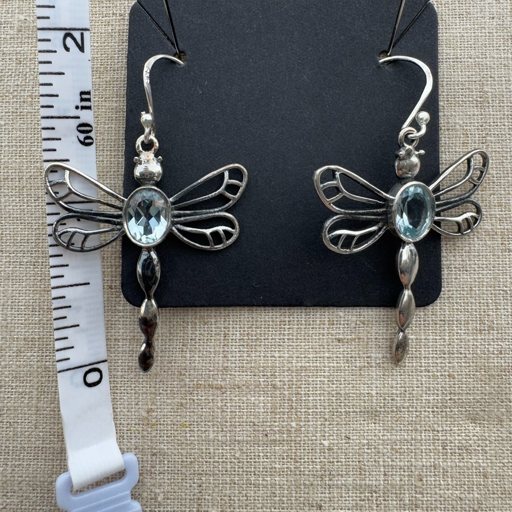 Aquamarine & .925 Silver Dragonfly Earrings